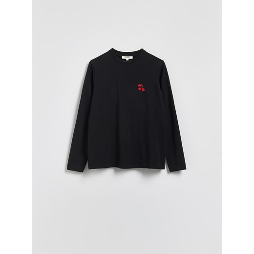 Reserved - Bawełniany longsleeve - czarny ze sklepu Reserved w kategorii Bluzki damskie - zdjęcie 185557146