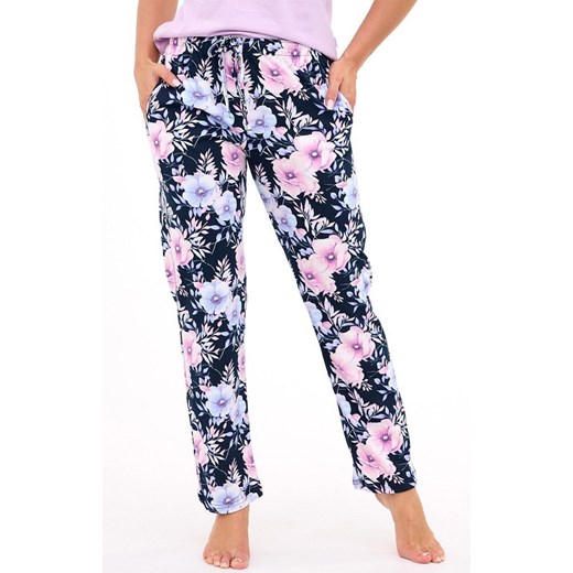 Długie spodnie damskie do spania plus size 690/48, Kolor granatowy-wzór, Rozmiar 3XL, Cornette ze sklepu Intymna w kategorii Piżamy damskie - zdjęcie 185558165