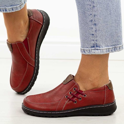 Czerwone półbuty damskie Vinceza 87726 ze sklepu suzana.pl w kategorii Lordsy damskie - zdjęcie 185558566