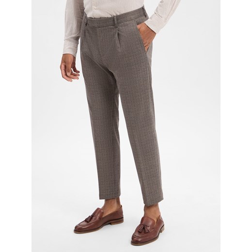 Cinque Spodnie - CISalto Mężczyźni Slim Fit brązowy w kratkę ze sklepu vangraaf w kategorii Spodnie męskie - zdjęcie 185558656