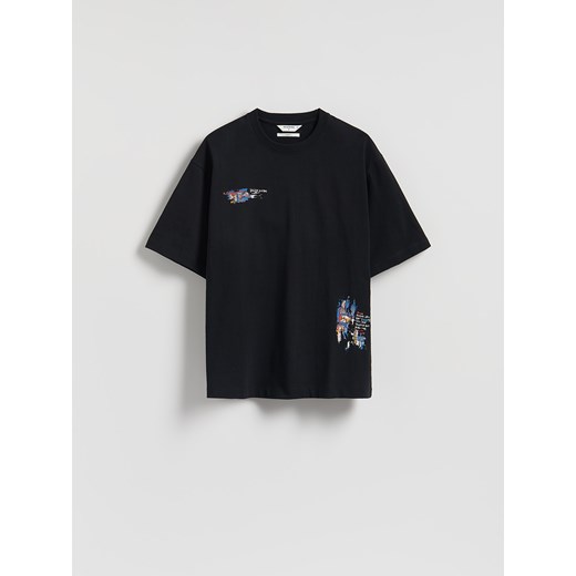Reserved - T-shirt loose fit z nadrukiem - czarny ze sklepu Reserved w kategorii T-shirty męskie - zdjęcie 185559058