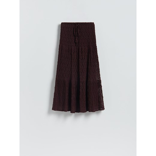 Reserved - Ażurowa spódnica maxi - bordowy Reserved L Reserved