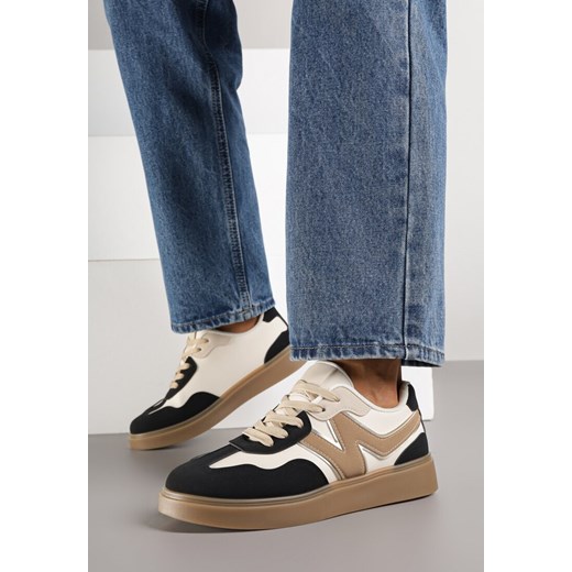Czarne Sneakersy Ozdobione Geometrycznym Motywem Benike ze sklepu renee.pl w kategorii Buty sportowe damskie - zdjęcie 185559536