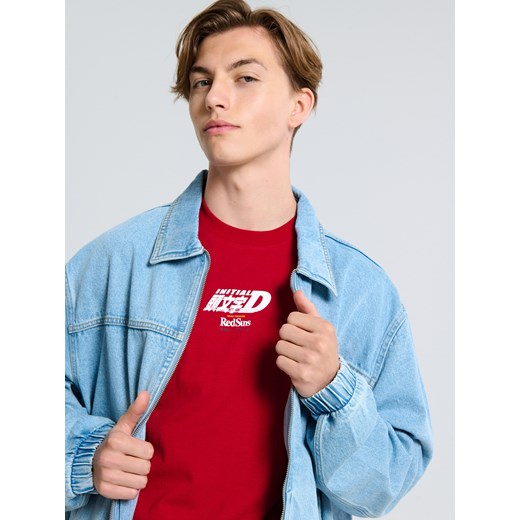 Sinsay - Koszulka z nadrukiem na plecach Initial D Elyaf - czerwony Sinsay L Sinsay