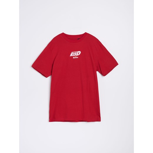 Sinsay - Koszulka z nadrukiem na plecach Initial D Elyaf - czerwony Sinsay M Sinsay