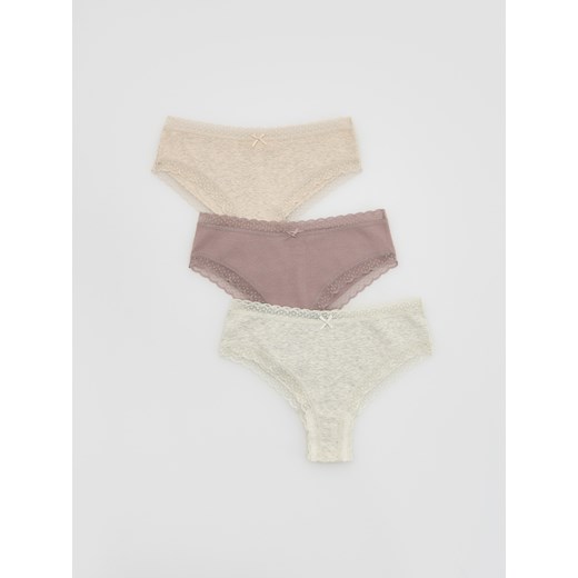 Reserved - Majtki typu hipster 3 pack - kremowy ze sklepu Reserved w kategorii Majtki damskie - zdjęcie 185560707