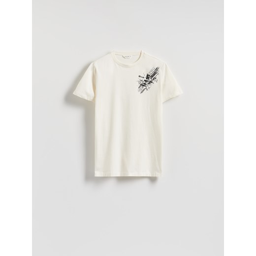 Reserved - T-shirt regular z nadrukiem - złamana biel ze sklepu Reserved w kategorii T-shirty męskie - zdjęcie 185560856