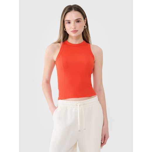 Damski top basic 4F 4FWSS25TSLEF119 - czerwony ze sklepu Sportstylestory.com w kategorii Bluzki damskie - zdjęcie 185561156