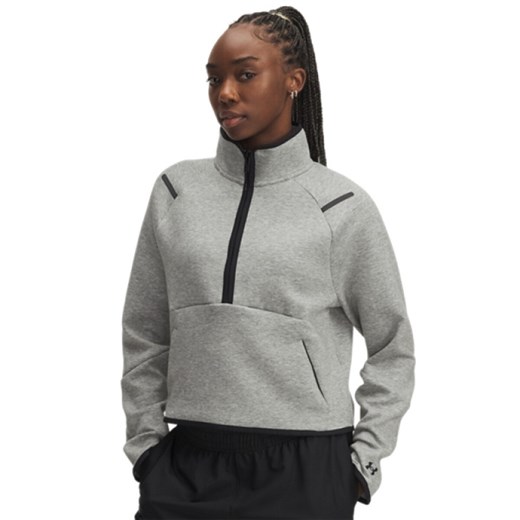 Damska bluza dresowa bez kaptura Under Armour UA Unstoppable Fleece - szara ze sklepu Sportstylestory.com w kategorii Bluzy damskie - zdjęcie 185561217