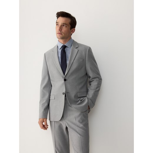 Reserved - Marynarka regular fit z wiskozą - jasnoszary ze sklepu Reserved w kategorii Marynarki męskie - zdjęcie 185561869