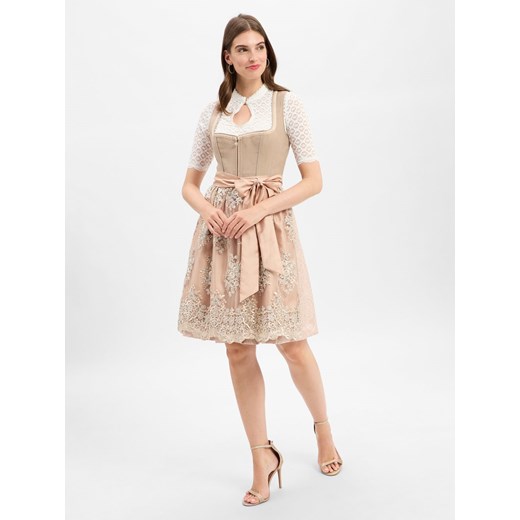 Krüger Dirndl Damski dirndl Kobiety Sztuczne włókno beżowy jednolity ze sklepu vangraaf w kategorii Sukienki - zdjęcie 185561987