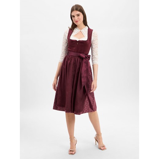 Krüger Dirndl Damski dirndl Kobiety Aksamit bordowy jednolity ze sklepu vangraaf w kategorii Sukienki - zdjęcie 185561988
