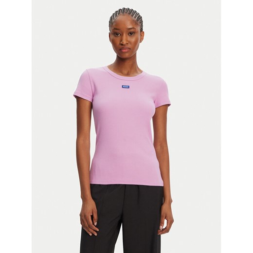 HUGO T-Shirt Easy 50523924 Różowy Slim Fit ze sklepu MODIVO w kategorii Bluzki damskie - zdjęcie 185564355