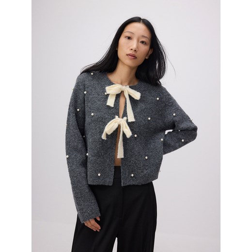 Reserved - Sweter z ozdobnym wiązaniem - ciemnoszary ze sklepu Reserved w kategorii Swetry damskie - zdjęcie 185565108