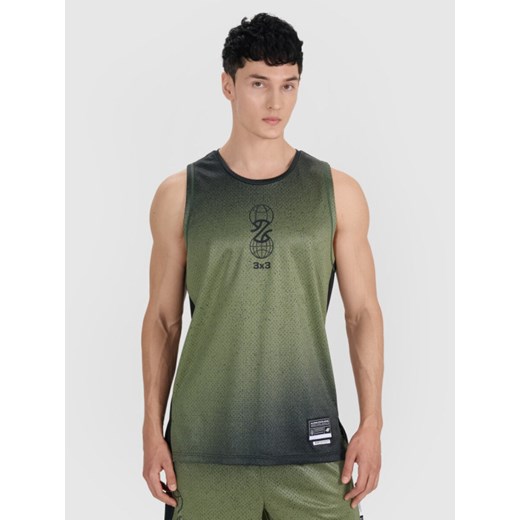 Męski top do koszykówki oversize 4F 4FRSS25TFSLM715 - zielony ze sklepu Sportstylestory.com w kategorii T-shirty męskie - zdjęcie 185568166