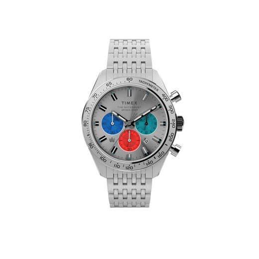 Zegarek Timex Waterbury Chronograph TW2V42400 Srebrny ze sklepu eobuwie.pl w kategorii Zegarki - zdjęcie 185569146