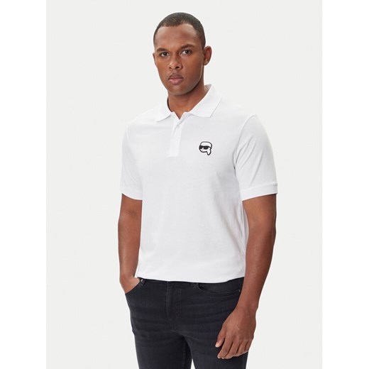 KARL LAGERFELD Polo 745710 500224 Biały Regular Fit ze sklepu MODIVO w kategorii T-shirty męskie - zdjęcie 185570558