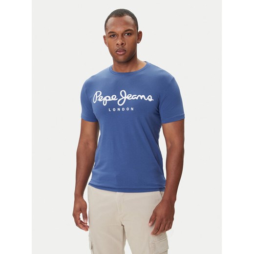 Pepe Jeans T-Shirt Original Stretch N PM5010132 Granatowy Regular Fit ze sklepu MODIVO w kategorii T-shirty męskie - zdjęcie 185570589