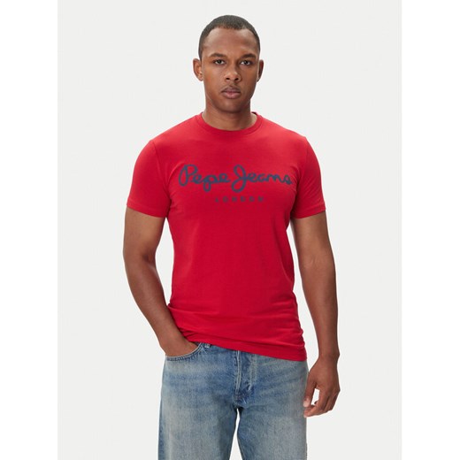 Pepe Jeans T-Shirt Original Stretch N PM5010132 Czerwony Regular Fit ze sklepu MODIVO w kategorii T-shirty męskie - zdjęcie 185570625
