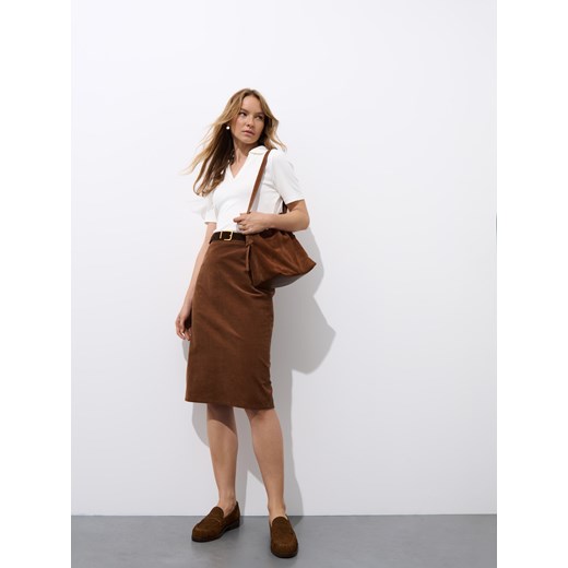 Mohito - Bluzka z kołnierzykiem polo - kremowy Mohito XL Mohito