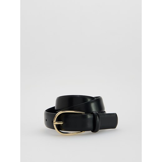 Reserved - Pasek z łączonych materiałów - czarny Reserved XS Reserved