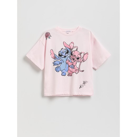 Reserved - T-shirt Lilo i Stitch - pastelowy róż ze sklepu Reserved w kategorii Bluzki dziewczęce - zdjęcie 185573666