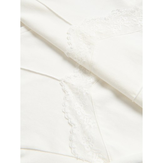 Reserved - Bawełniany longsleeve z koronką - biały Reserved L Reserved