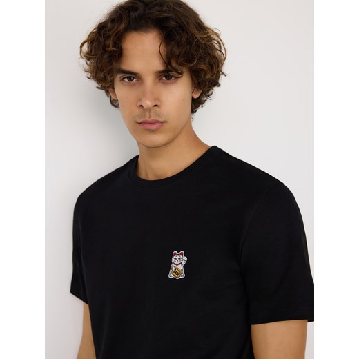 Reserved - T-shirt regular z haftem - czarny ze sklepu Reserved w kategorii T-shirty męskie - zdjęcie 185574009