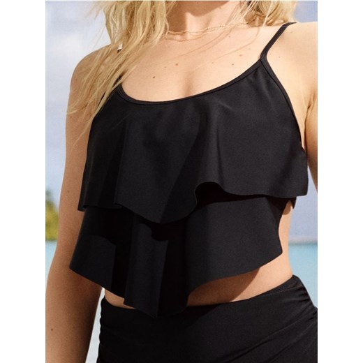Sinsay - Góra od bikini z falbankami - czarny Sinsay XS Sinsay