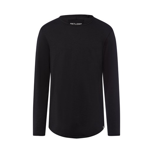Only&Sons Męska koszula z długim rękawem - ONSBenne Mężczyźni Bawełna czarny jednolity ze sklepu vangraaf w kategorii T-shirty męskie - zdjęcie 185577619