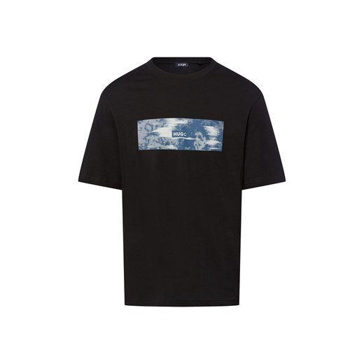 HUGO BLUE Koszulka męska - Napolux Mężczyźni Bawełna czarny jednolity ze sklepu vangraaf w kategorii T-shirty męskie - zdjęcie 185577625