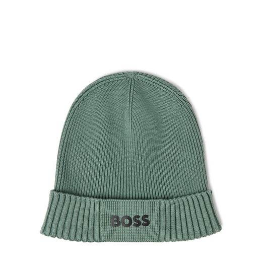 BOSS Green Czapka męska Mężczyźni Bawełna zielony jednolity ze sklepu vangraaf w kategorii Czapki zimowe męskie - zdjęcie 185577638