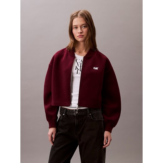 Calvin Klein Jeans Damska kurtka dresowa Kobiety Sztuczne włókno bordowy jednolity ze sklepu vangraaf w kategorii Bluzy damskie - zdjęcie 185577639