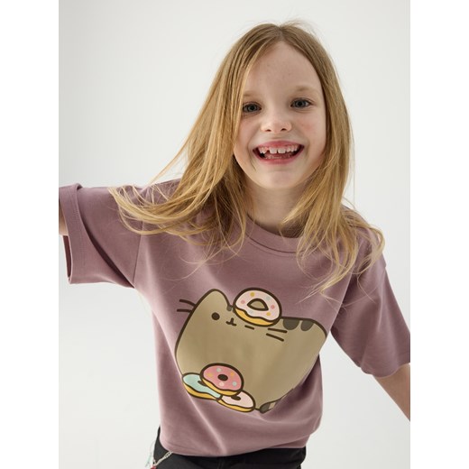 Reserved - T-shirt Pusheen - fioletowy ze sklepu Reserved w kategorii Bluzki dziewczęce - zdjęcie 185577885