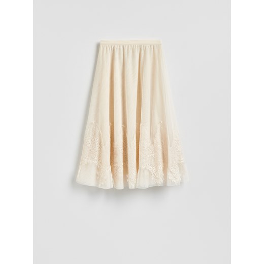 Reserved - Spódnica z koronkowym zdobieniem - złamana biel ze sklepu Reserved w kategorii Spódnice - zdjęcie 185578076