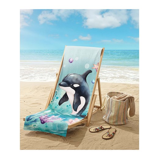 Good Morning Ręcznik plażowy &quot;Splash&quot; w kolorze miętowo-granatowym ze sklepu Limango Polska w kategorii Ręczniki - zdjęcie 185582967