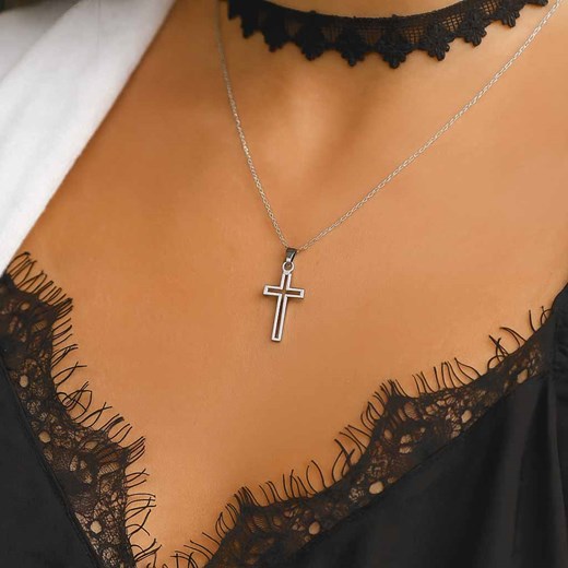 Naszyjnik damski z krzyżem srebrny ze sklepu otien.com w kategorii Zegarki - zdjęcie 185584249