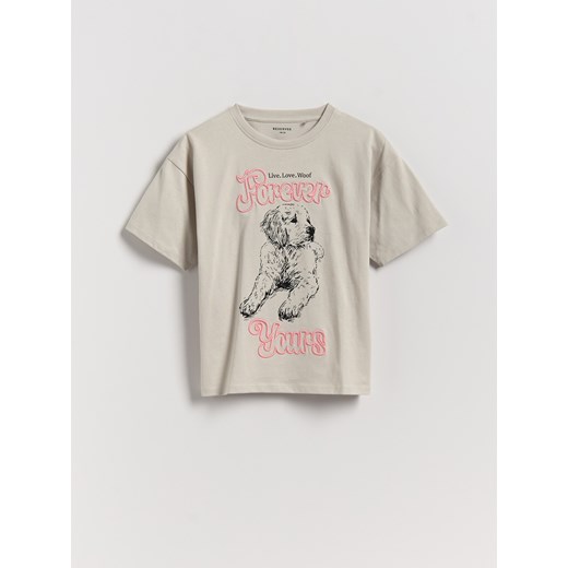 Reserved - T-shirt z haftowanym napisem - jasnoszary ze sklepu Reserved w kategorii Bluzki dziewczęce - zdjęcie 185584735