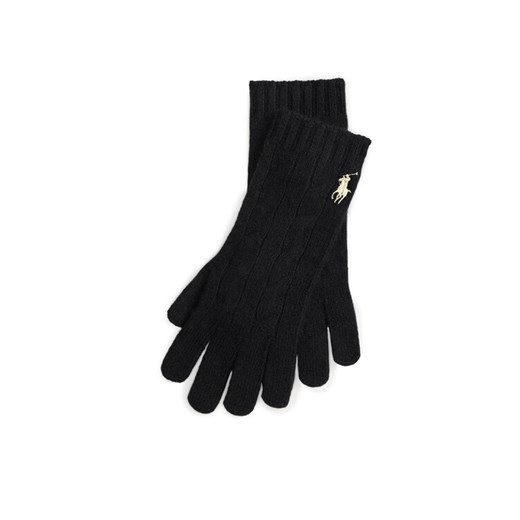 Rękawiczki Polo Ralph Lauren 455981440001 Czarny ze sklepu eobuwie.pl w kategorii Rękawiczki damskie - zdjęcie 185587279