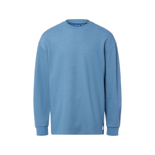 HUGO BLUE Bluza męska - Nuwolo Mężczyźni niebieski wypukły wzór tkaniny ze sklepu vangraaf w kategorii Bluzy męskie - zdjęcie 185589576