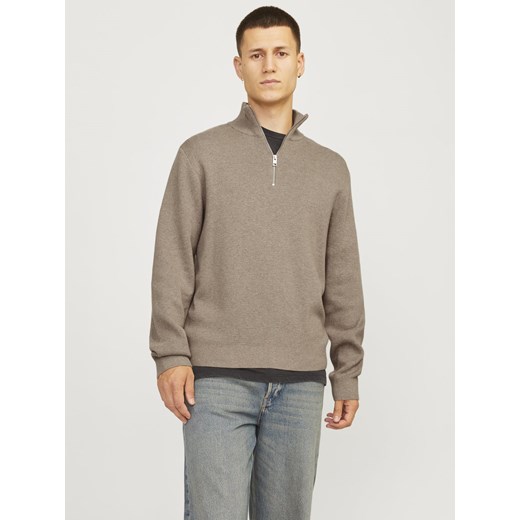 Jack & Jones Męski sweter z dzianiny - Milano Mężczyźni Bawełna melanżowy jednolity ze sklepu vangraaf w kategorii Swetry męskie - zdjęcie 185589586