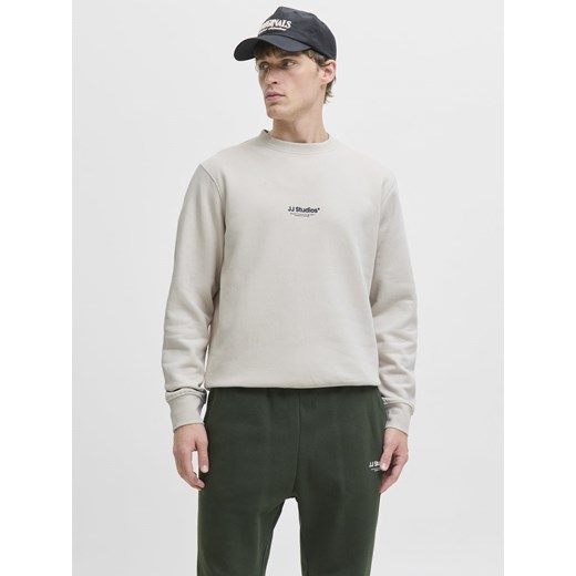 Jack & Jones Bluza męska - JJEsoho Mężczyźni Materiał dresowy beżowy jednolity ze sklepu vangraaf w kategorii Bluzy męskie - zdjęcie 185589608
