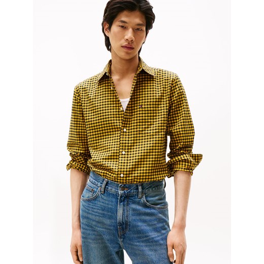 Tommy Hilfiger Męska koszula casual Mężczyźni Regular Fit Bawełna żółty w kratkę ze sklepu vangraaf w kategorii Koszule męskie - zdjęcie 185589609