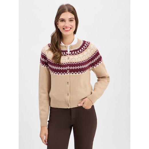 JOOP! Kardigan damski z zawartością kaszmiru - Kloda Kobiety beżowy wzorzysty ze sklepu vangraaf w kategorii Swetry damskie - zdjęcie 185589638