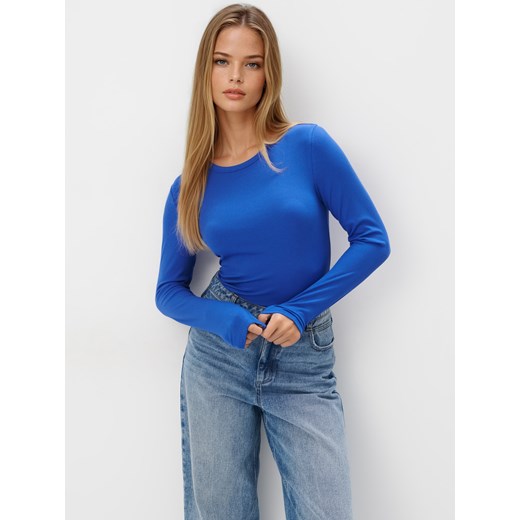 Mohito - Dopasowana kobaltowa bluzka - niebieski Mohito L okazyjna cena Mohito