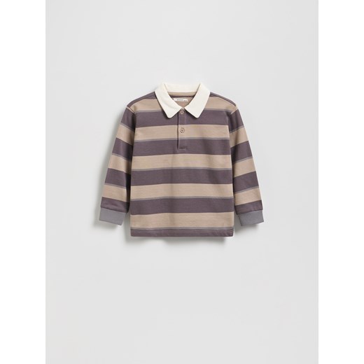 Reserved - Bawełniany longsleeve polo - brązowy ze sklepu Reserved w kategorii T-shirty chłopięce - zdjęcie 185590197