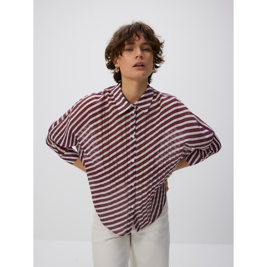 Reserved - Wzorzysta koszula z wiskozą - burgundowy Reserved XL promocyjna cena Reserved