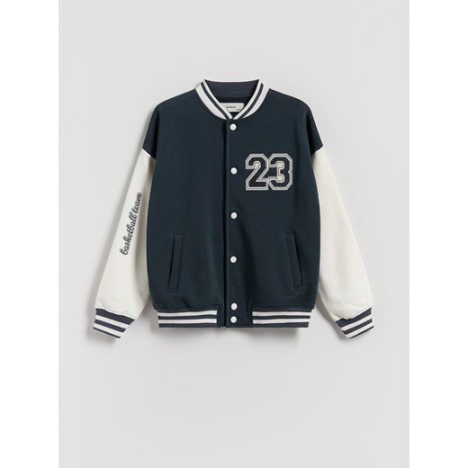 Reserved - Bluza bomber oversize - granatowy ze sklepu Reserved w kategorii Bluzy chłopięce - zdjęcie 185590846