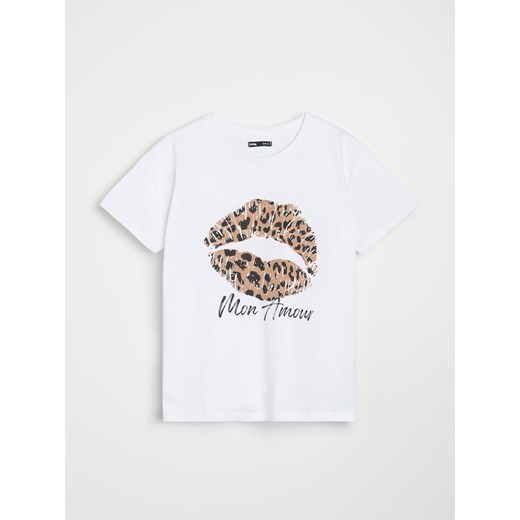 Sinsay - Koszulka z nadrukiem zwierzęcym - biały Sinsay L Sinsay