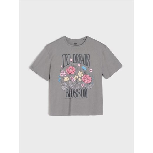 Sinsay - Bawełniana koszulka z nadrukiem - szary Sinsay 164 (13-14 l) Sinsay